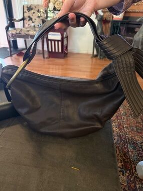 Sondra Roberts Dark Brown Leather Shoulder Hobo
